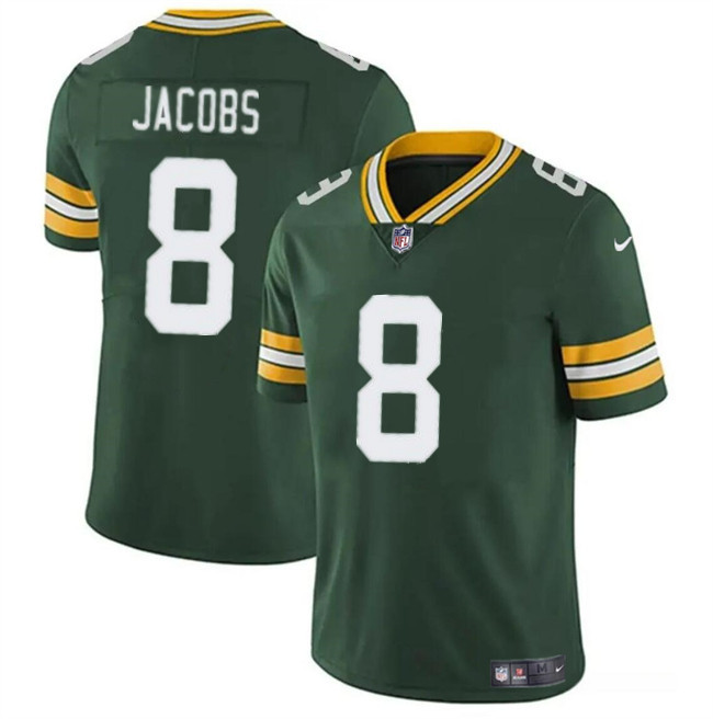 Youth Green Bay Packers #8 Josh Jacobs Green Vapor Limited Stitched Football Jersey